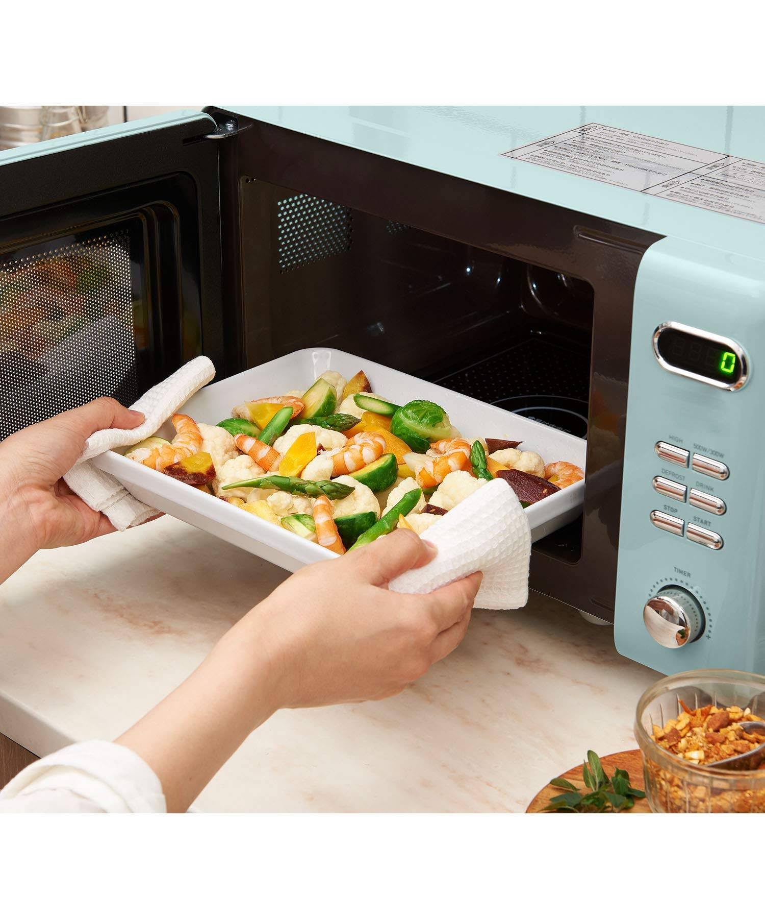 Amazon | 電子レンジ コンパクト 17L フラットテーブル レトロ 新生活 