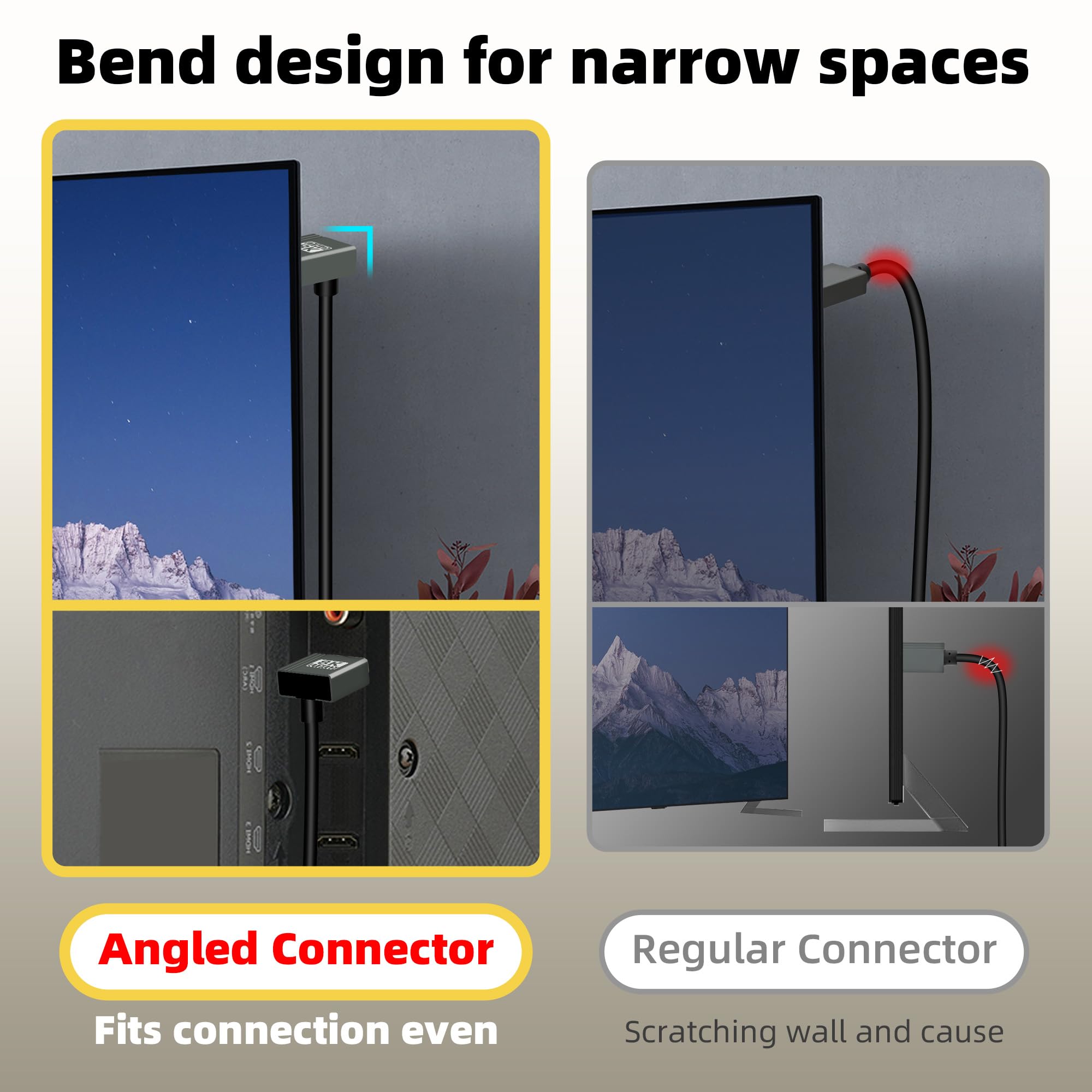 RIIEYOCA 90 gradi ad angolo sinistro UHD 4K Mini HDMI Maschio a HDMI