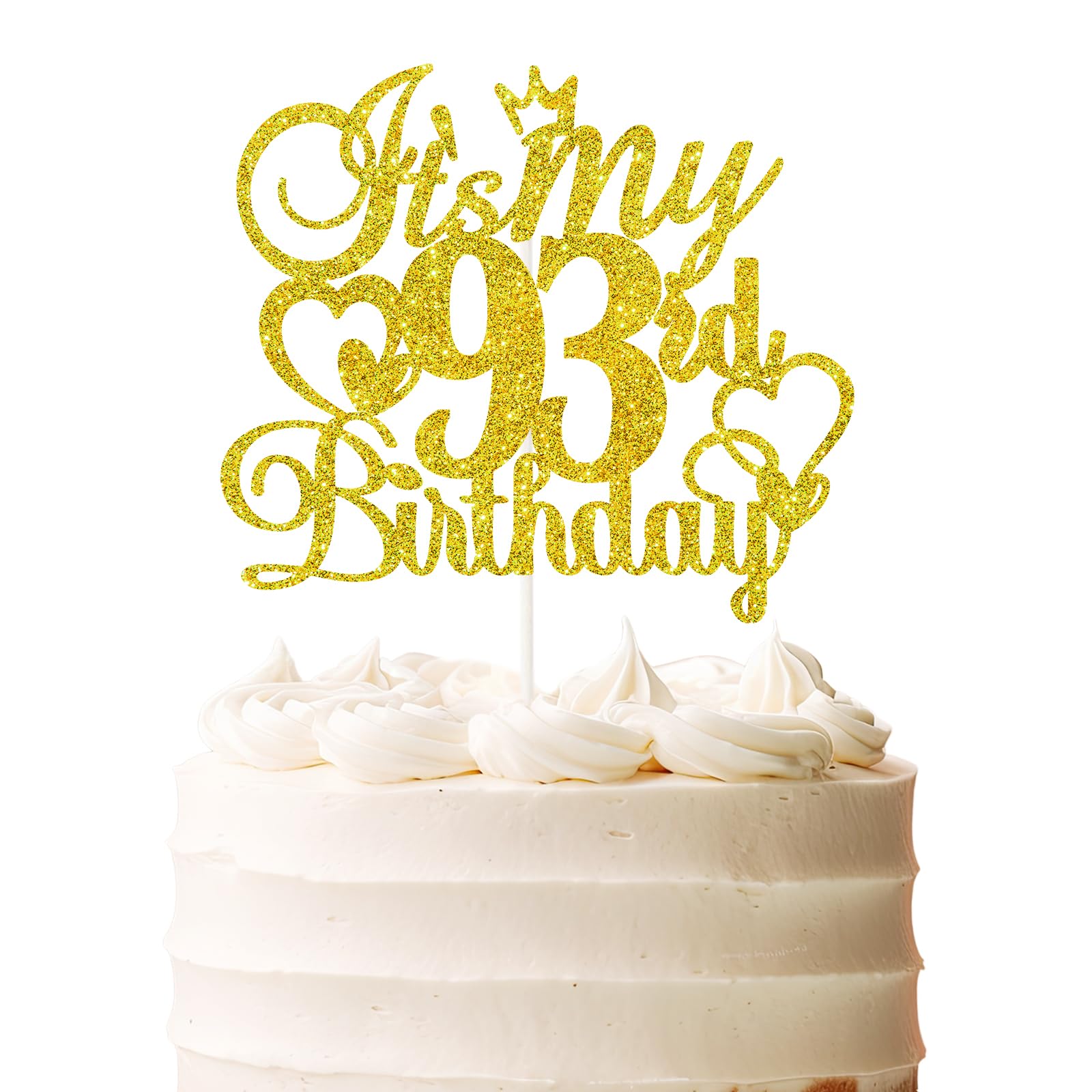 It's My 93rd Birthday Cake Topper - Gold Glitter Happy 93rd Birthday Cake Decor - 93 and Fabulous,Cheers to 93 Years Old Birthday Party Supplies