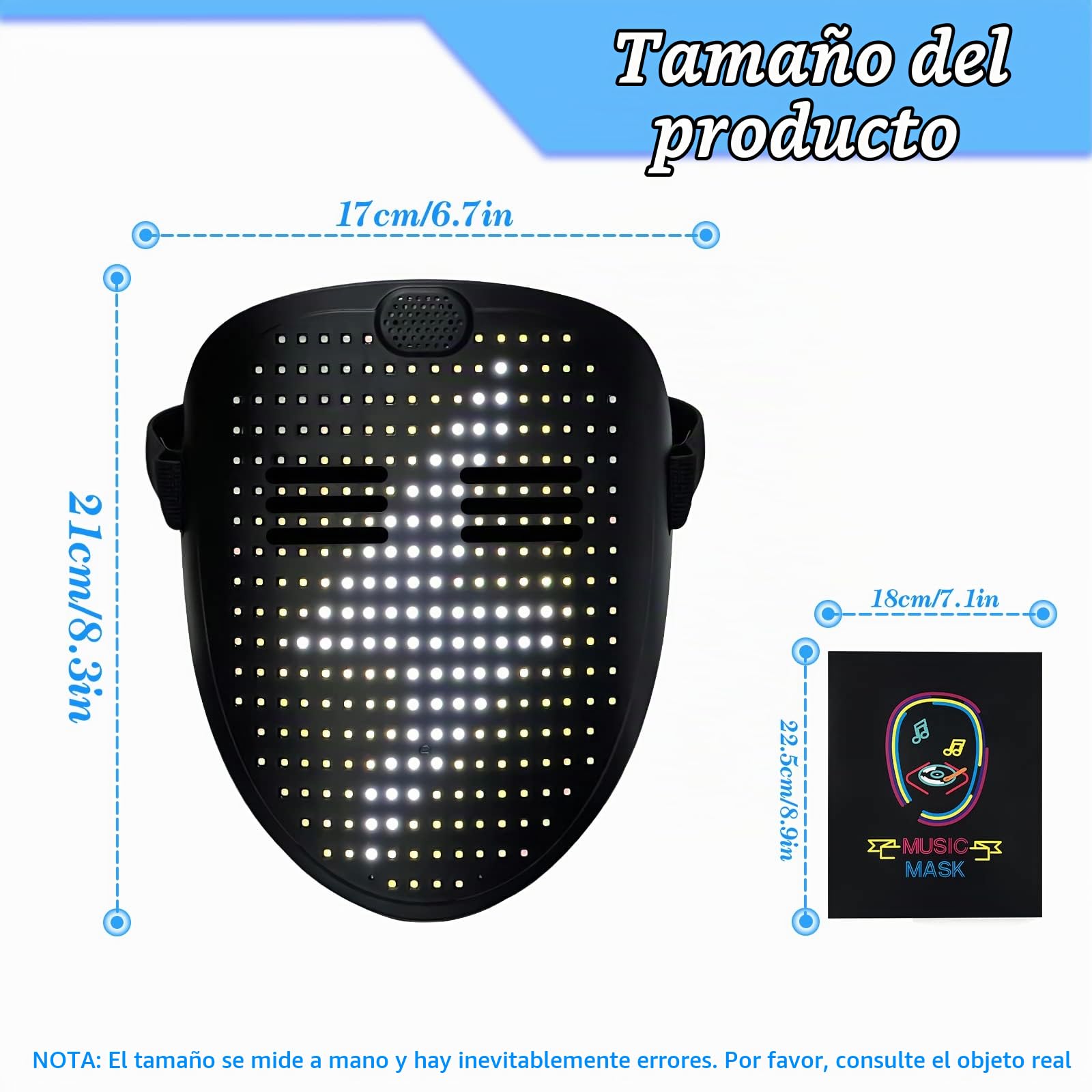 MOYACA Máscara LED detección de gestos, máscara iluminada con pantalla de 70 patrones para niños/hombres/mujeres Halloween Navidad Cosplay