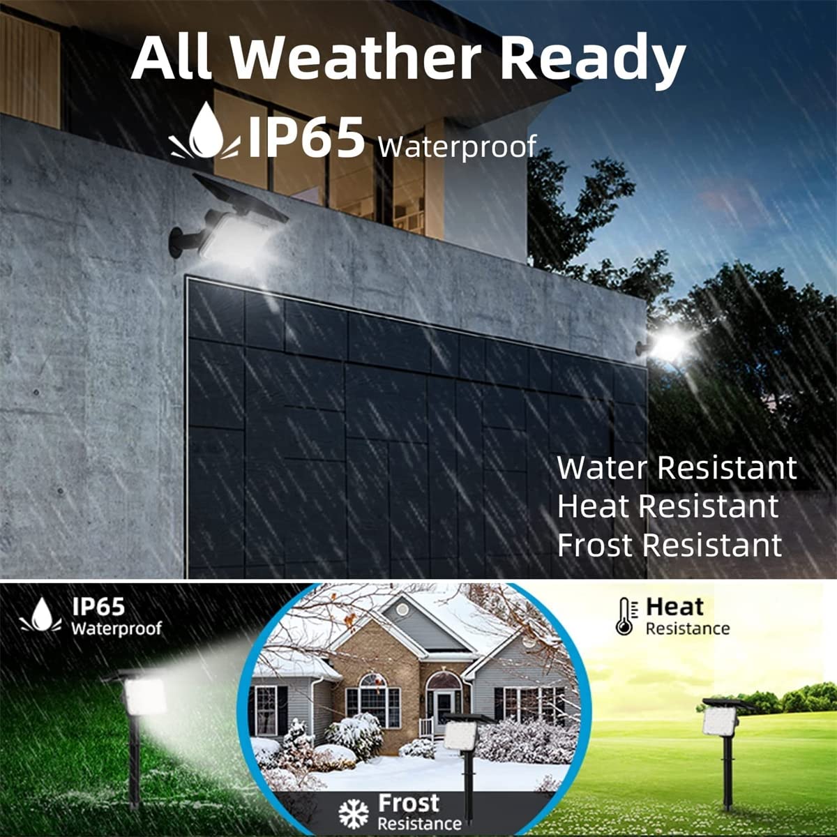Focos solares, luz Solar LED IP65 Foco de Paisaje Impermeable al Aire Libre 2 en 1 Luces de Pared solares inalámbricas para jardín, Patio de Entrada