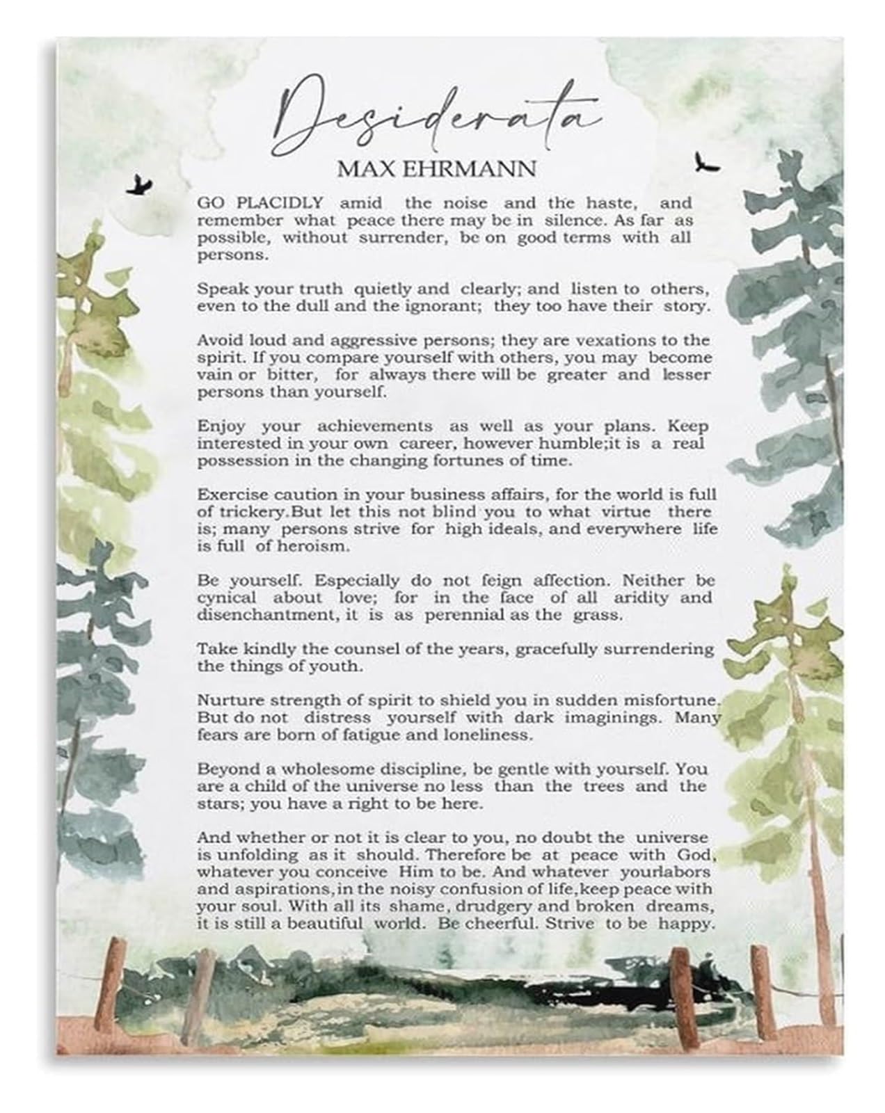BYCIFRLG Desiderata by Max Ehrmann Poster - Inspirational Poem for Wall Decor & Literary Inspiration(Framed,08x12inch(20x30cm))