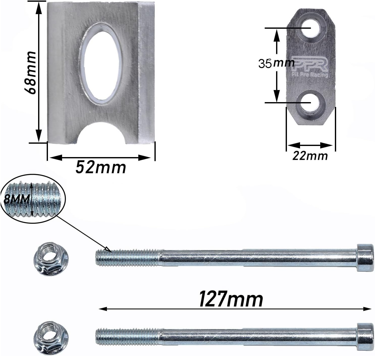 Motorcycle Handlebar Risers, 7/8" 22 mm Handlebar Mount Clamp Risers Replacement for SSR CRF 110 125cc Razor MX350 Dirt Pit Bike Coleman Mini Bike BT200X CT200U-EX MB200 Motovox MBX10 Parts (Silver)