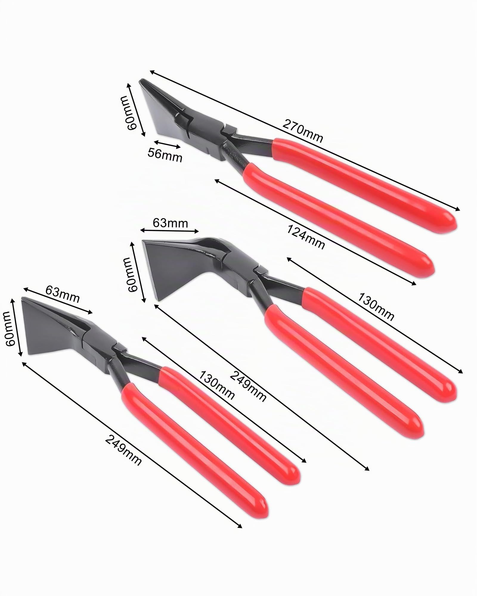 Set di 3 pinze pieghevoli per lamiera, 0°, 45°, 90° | Spengler - Pinza per lamiera, lunghezza 270 mm