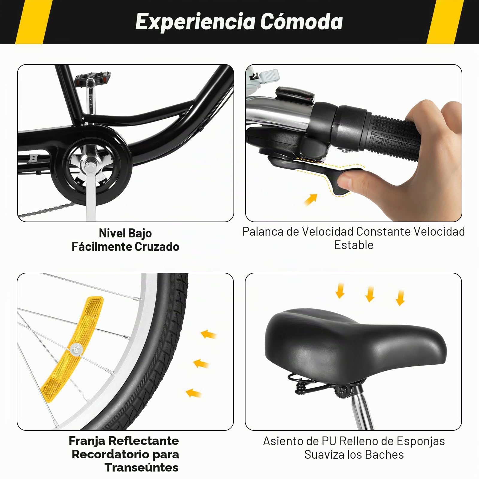 Triciclo adulto de 20 pulgadas, 8 velocidades, bicicleta de 3 ruedas con cesta trasera grande, asiento ajustable y manillar, marco de acero de alto carbono, bicicleta para personas mayores