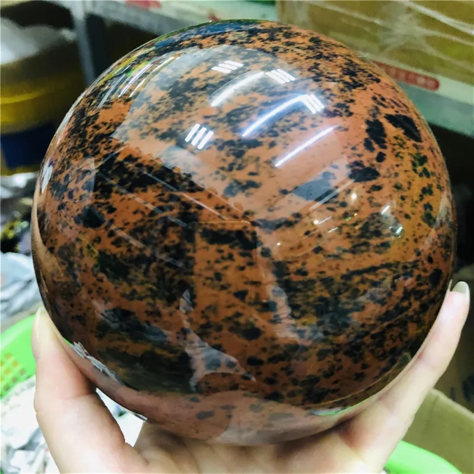 AUOQKQUT Stone Mahogany Obsidian Ball Quartz Ball Crystal(7cm)