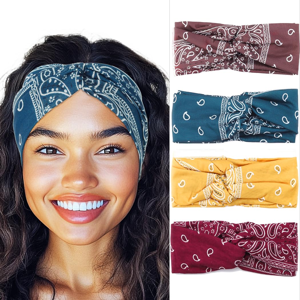 Amazon.com : Urieo Bandana Headband Paisley Knotted Hair 