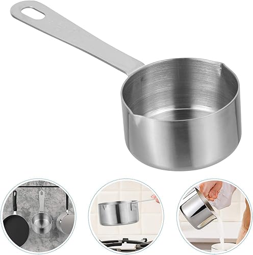 Miniatura 7 de Luxshiny Cacerola de acero inoxidable con dos lados para verter boquilla para leche, 2.7 fl oz, calentador de mantequilla de leche, mini olla de
