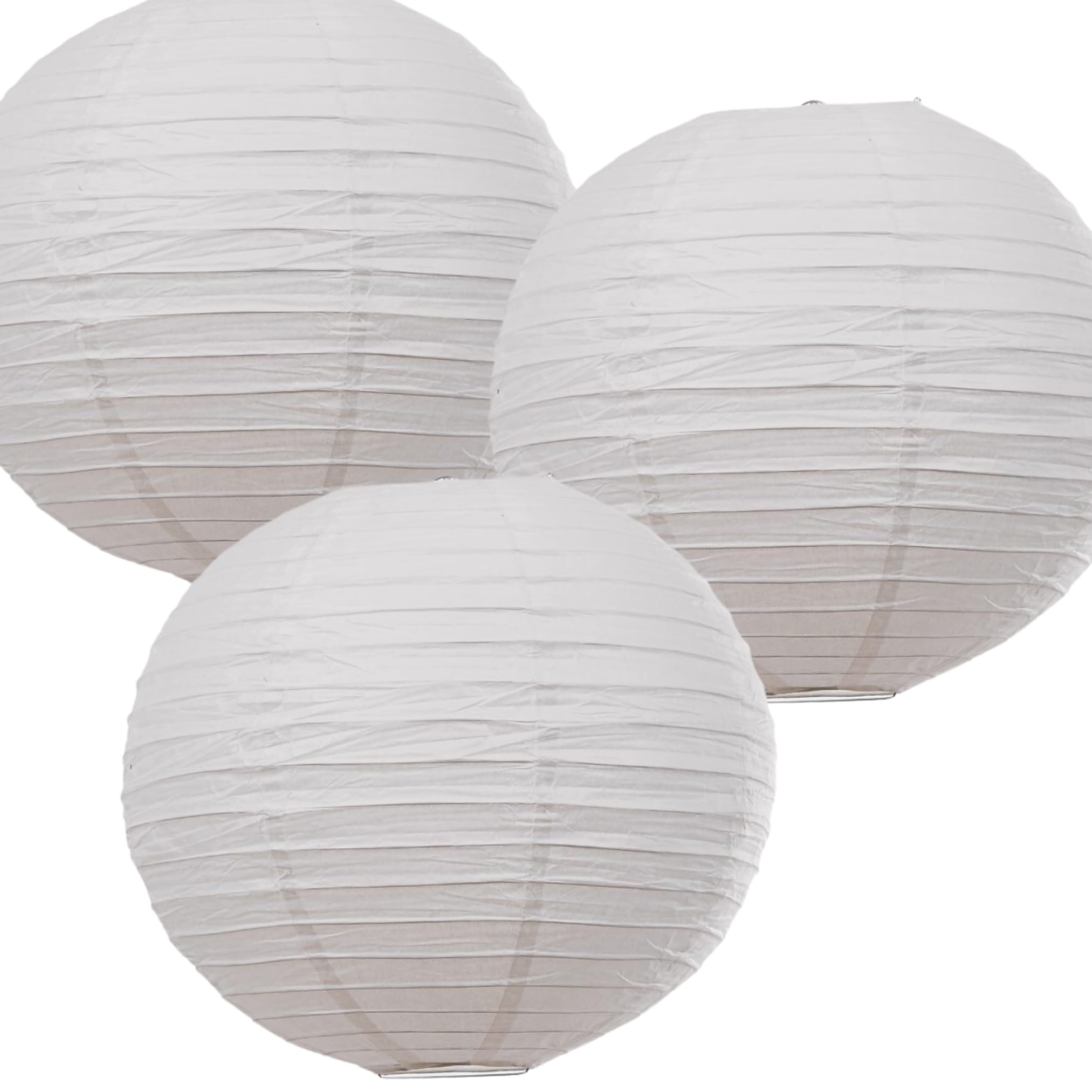 Loxton Lighting White 16 Inch Paper Lanterns Pack Of 3 – 40Cm Round Hanging Lampshades, Regular Wire Frame, For Parties, Weddings, Events, Home Decoration