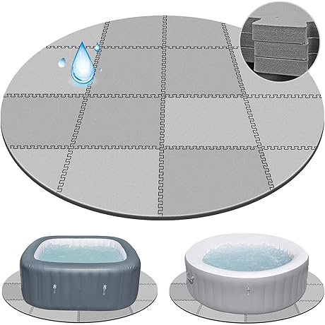 78 Inch Round Hot Tub Mat - Luxury Inflatable Hot Tub Ground Protector