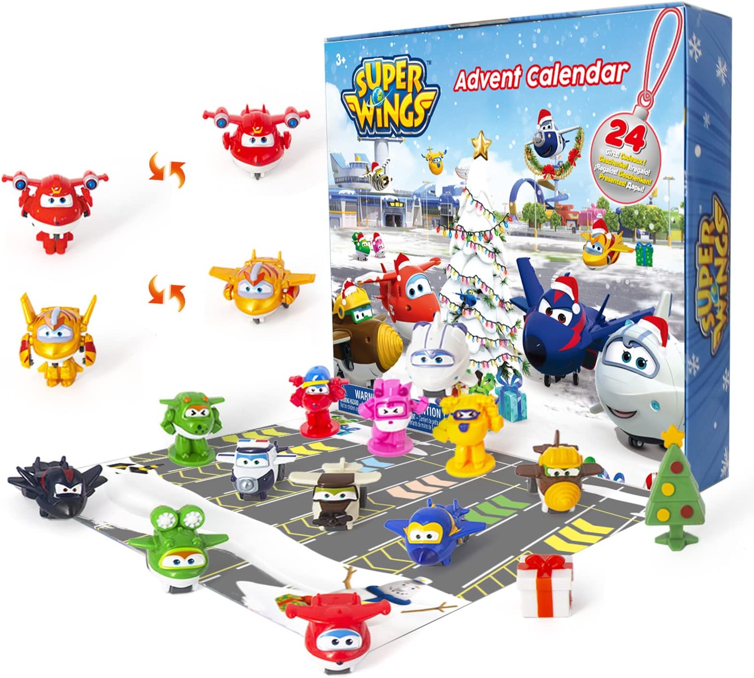 Super Wings Advent Calendar 2023 Christmas Toys for 3 4 5 6 7 Years Old Boys Girls, 24 Pcs Collectable Figures Christmas Gifts for Boys Girls Kids