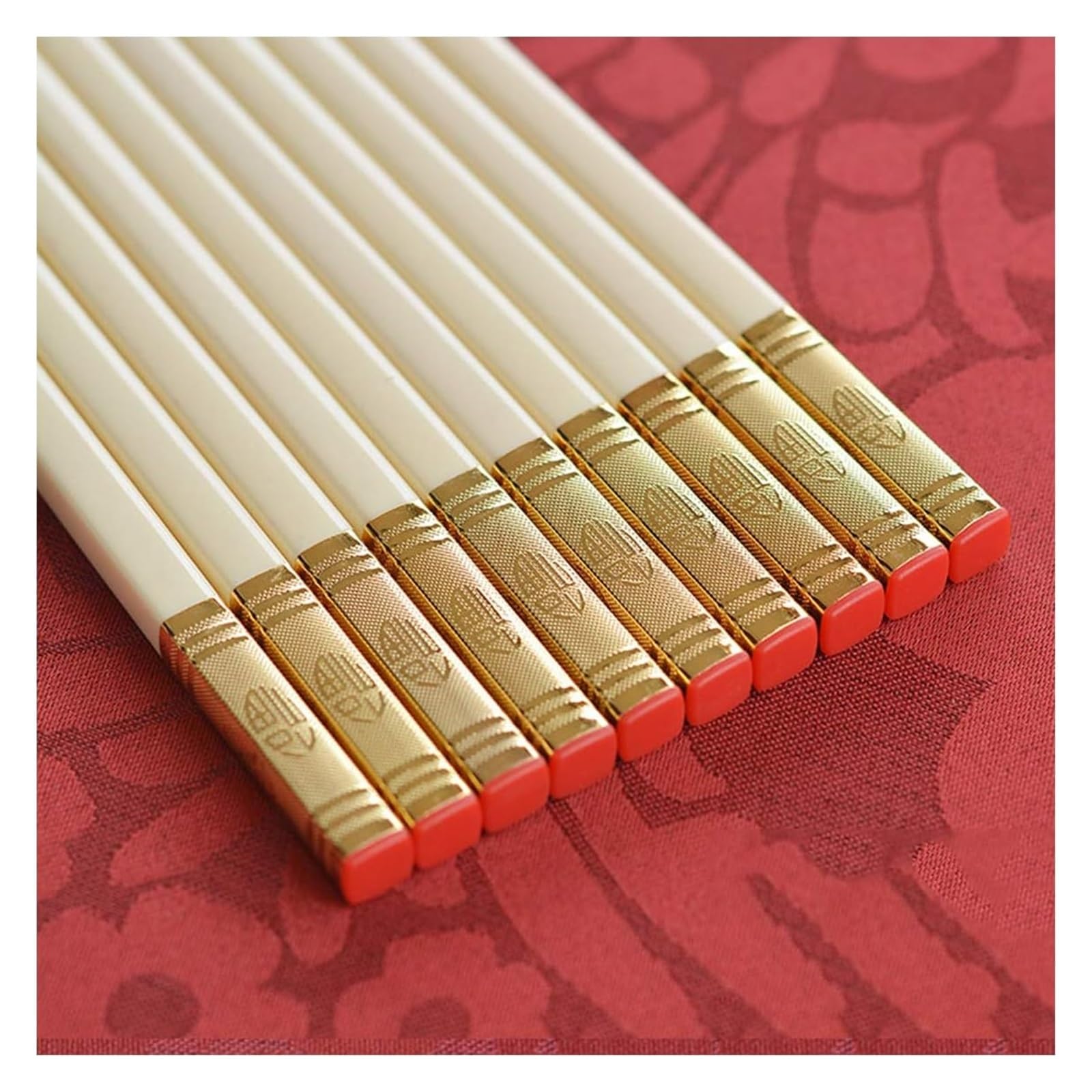 Jeu de baguettes, Baguettes réutilisables, for sushis ou autres plats de cuisine japonais, chinois, coréens, faciles à nettoyer, paquet cadeau 10 paires, avec motifs noirs et dorés C(D)