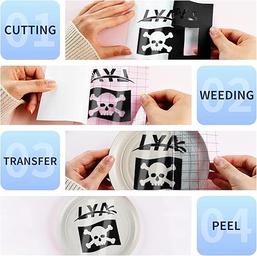 Miniatura 6 de Lya Vinyl Vinilo permanente negro, paquete de 12 unidades de vinilo mate para Cricut, hojas de vinilo autoadhesivas de 12 x 12 pulgadas para