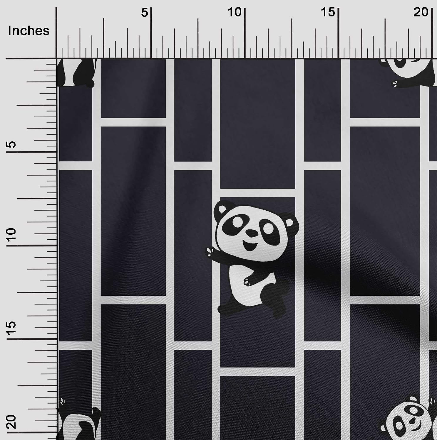 oneOone Cotton Flex Black Fabric Panda Animal Sewing Craft Projects Fabric Prints by Yard 40 Inch Wide