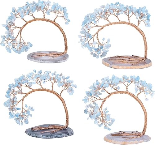 Miniatura 4 de mookaitedecor Árbol de dinero de ágata de cristal aguamarina natural, árbol de cristal bonsái Feng Shui para decoración de escritorio de riqueza y