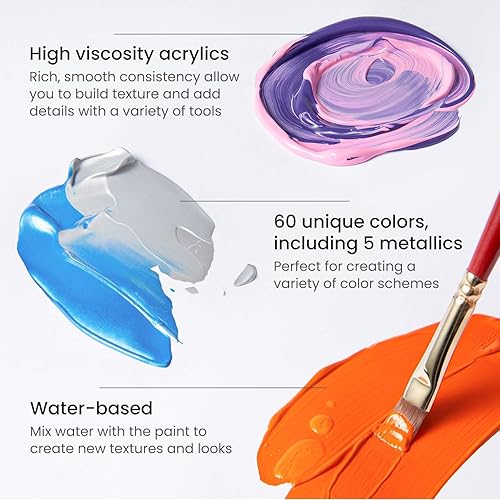 Miniatura 4 de ARTEZA Juego de pintura acrílica y juego de pintura de acuarela, suministros de arte de pintura para artistas, pintores de pasatiempos y