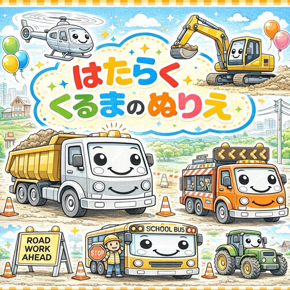 はたらくくるまのぬりえ