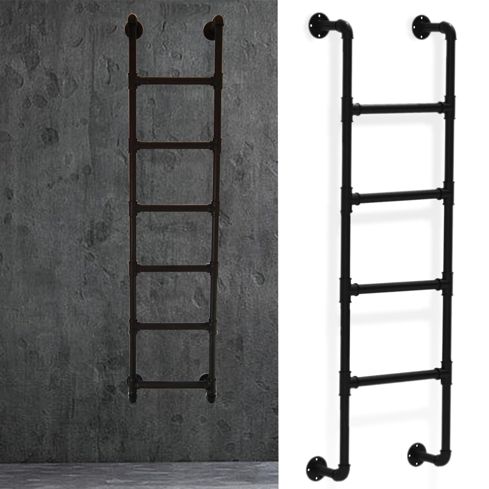Escalera de Metal Negro para literas de autocaravanas, Escalera de Seguridad Resistente para altillos, Camiones y Barcos, escaleras universales Que ahorran Espacio para autocaravanas, 3/4/5