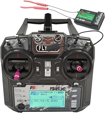 FS-i6X 10 Channels RC Transmitter and Receiver FS-iA10B 2.4GHz Fly AFHDS2A Sky Radio Control System for FPV Drone Quadrotor, Fixed Wing, RC Car and Boat (Mode 2 Left-Hand Throttle) Black