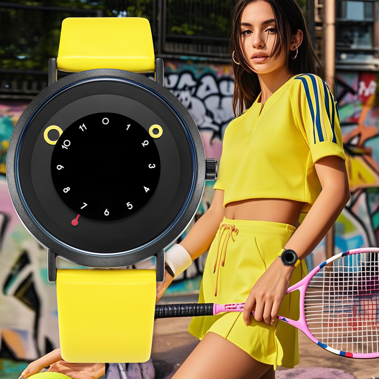 Gosasa Orologio da polso al quarzo, stile minimalista, casual, unisex, design unico, alla moda, sportivo, impermeabile, con cinturino in pelle