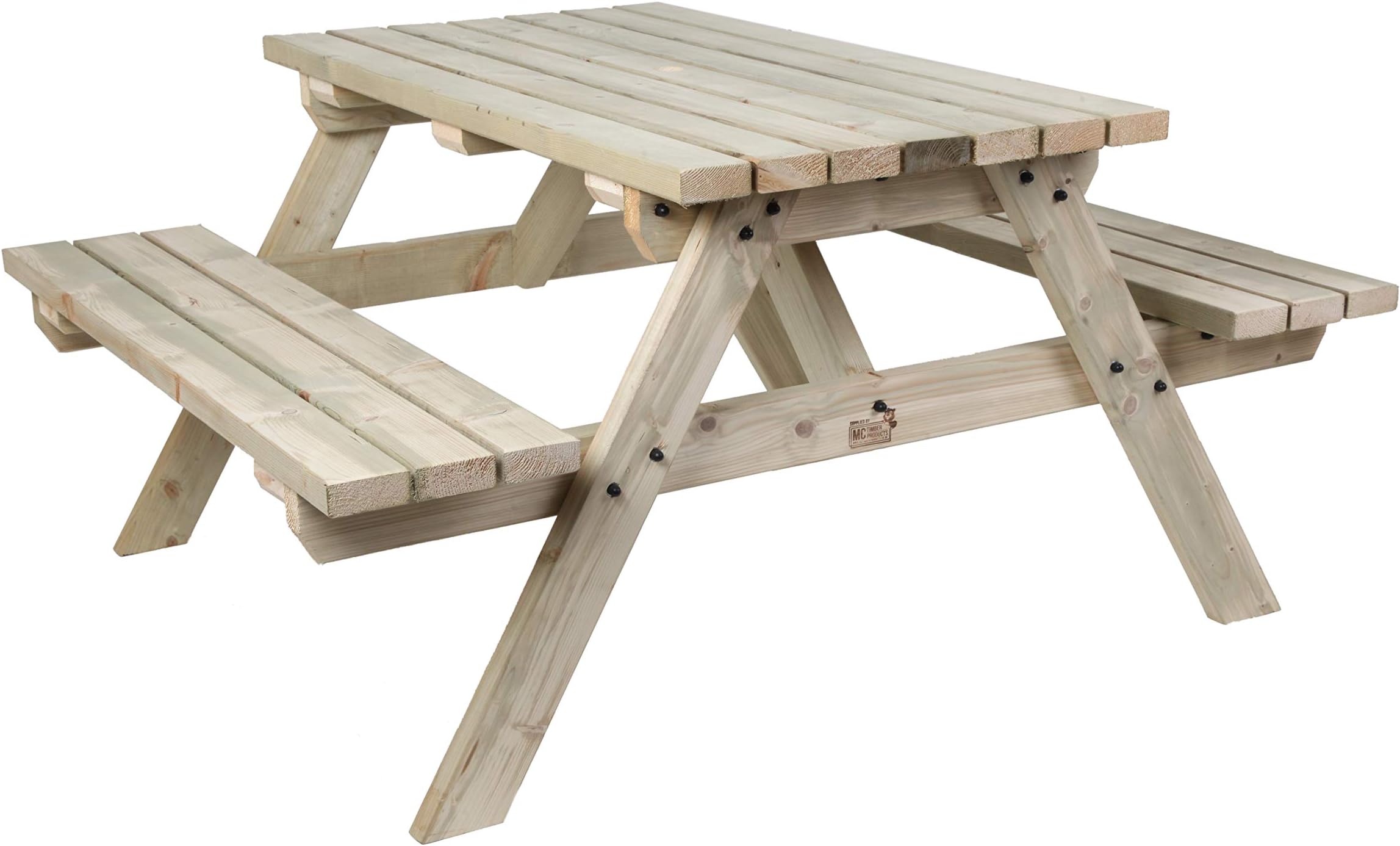 MC TIMBER PRODUCTS LTD 4ft Heavy Duty Picnic Table in Natural Wood Garden Furniture