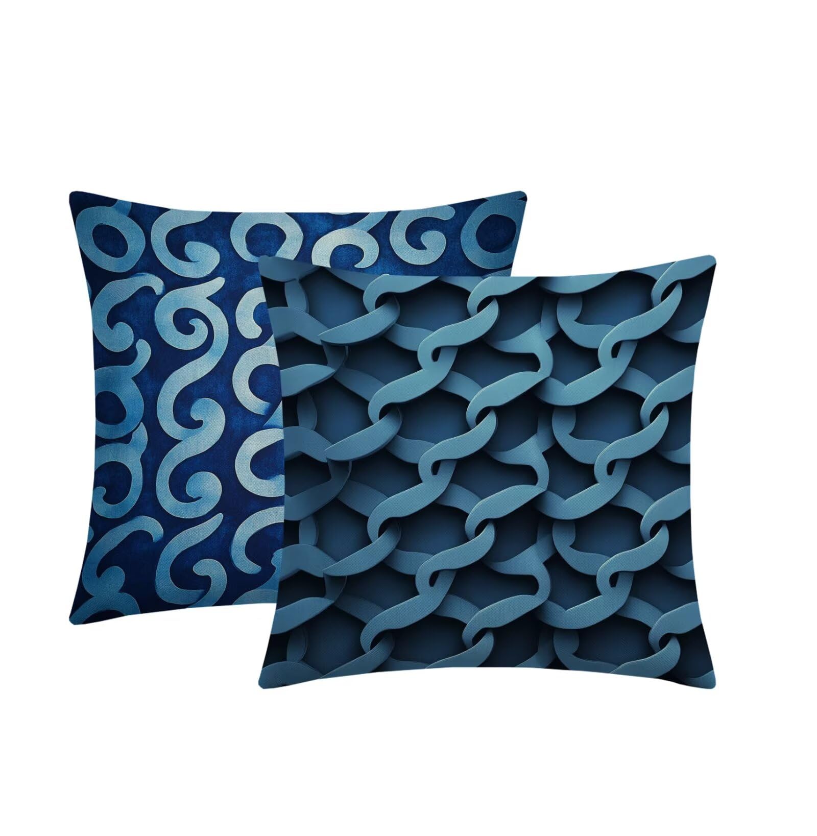Cuscino Divano 65x65cm Set di 2, blu astratto-5 Velluto Cuscini per Divano