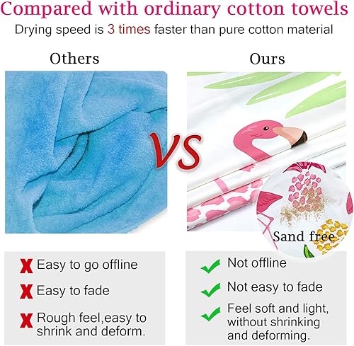 Miniatura 6 de Toalla de playa fina de secado rápido, sin arena, súper absorbente, impresa en dos lados, manta grande de gran tamaño para viajes, piscina, baño,
