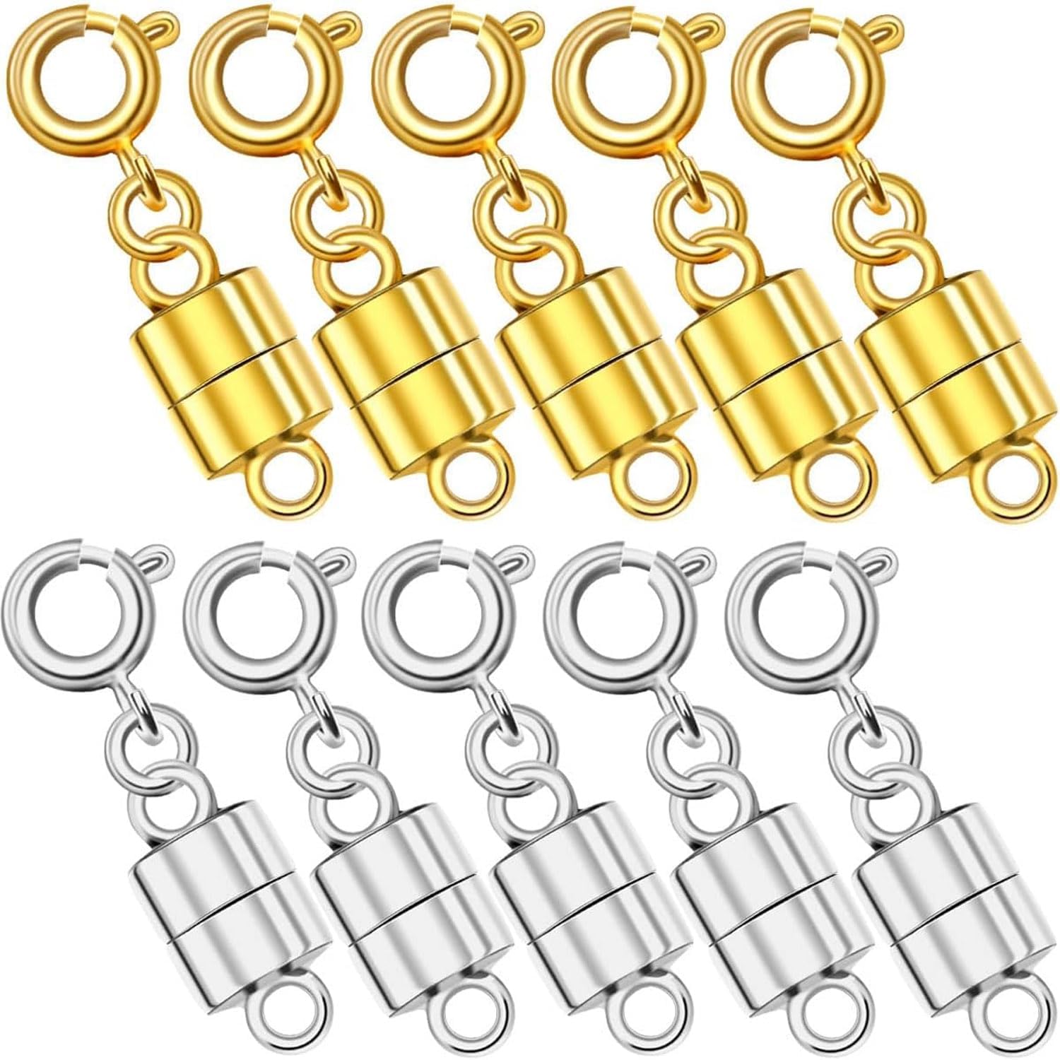 Magnetic Necklace Clasp,Magnetic Necklace Clasps and Closures for Bracelet Necklace Extender,Magnetic Jewelry Clasps (W 5golden5silvery)