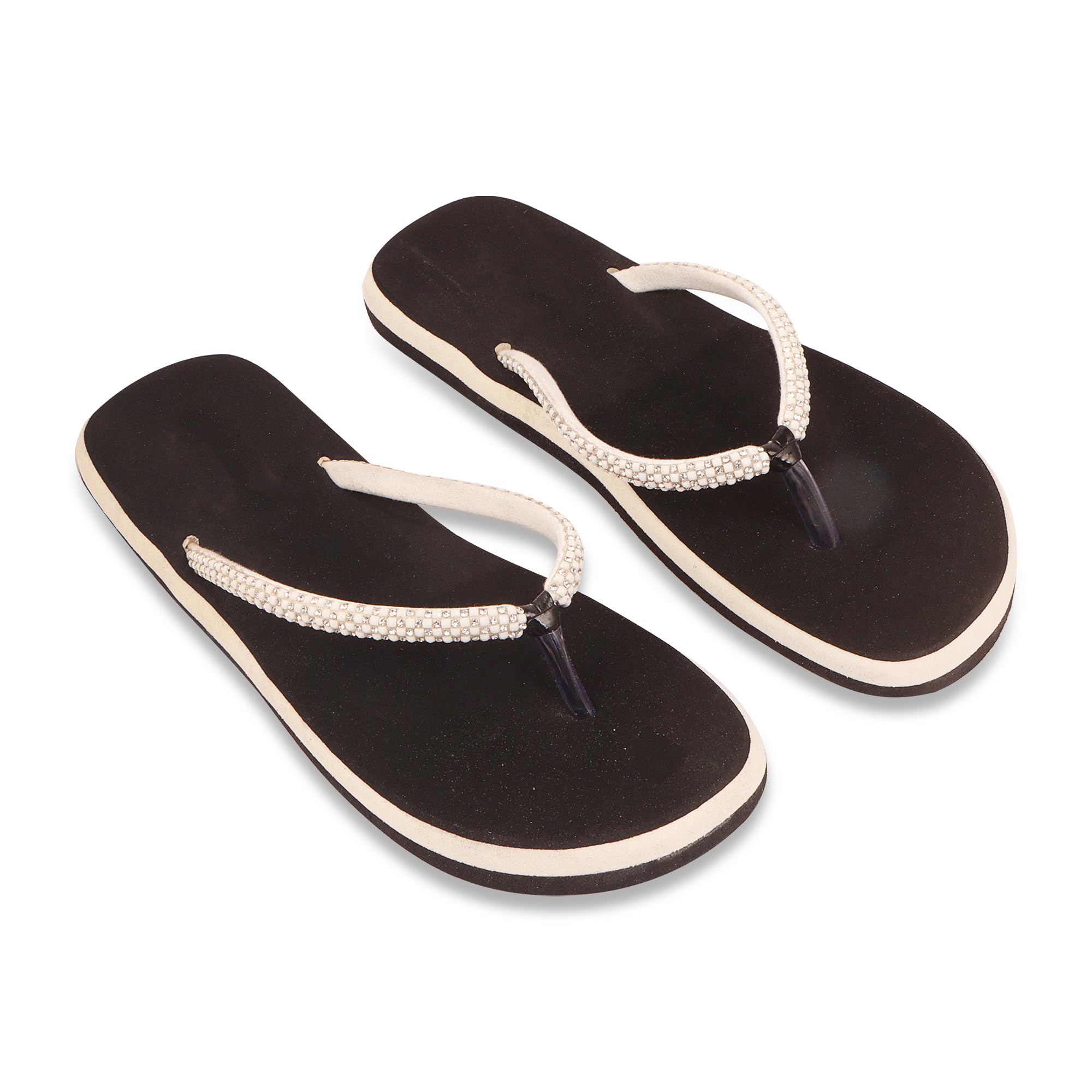 leemon Women’s Stylish Velvet Flip Flops with Stone Strap-picture-44