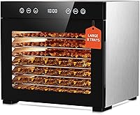PSIIDAN Food Dehydrator 8 Trays Stainless Steel 650W - Adjustable Timer & Temp Control for Jerky, Fruit, Herbs, Dog Treats