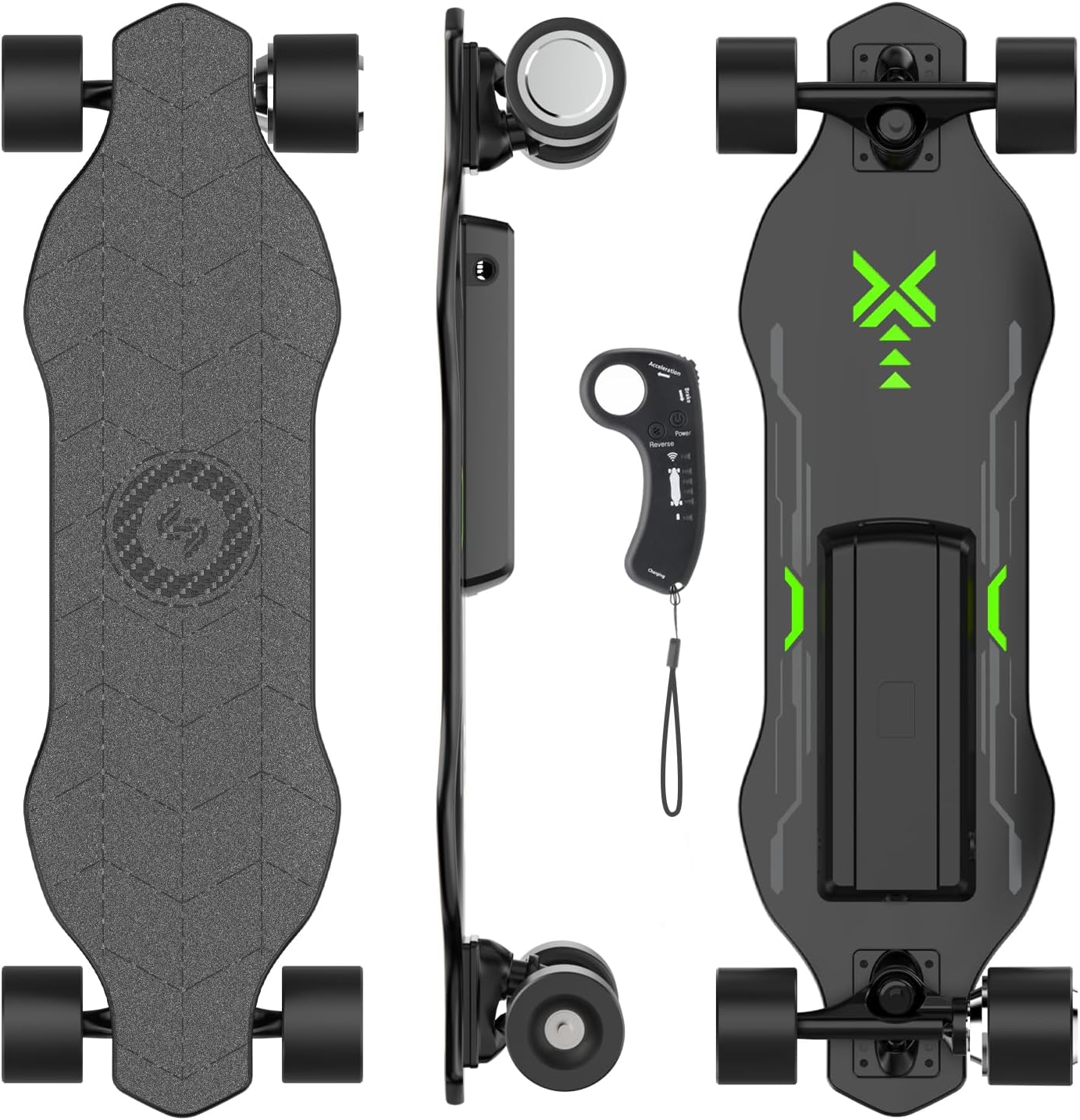 isinwheel V6 Electric Skateboard, 450W Peak Power, 10 Miles Max Range, 12 MPH Top Speed, 8 Layers Maple E-Skateboard with Wireless Remote Control, 3 Speed Adjustment, 264Lbs Max Load