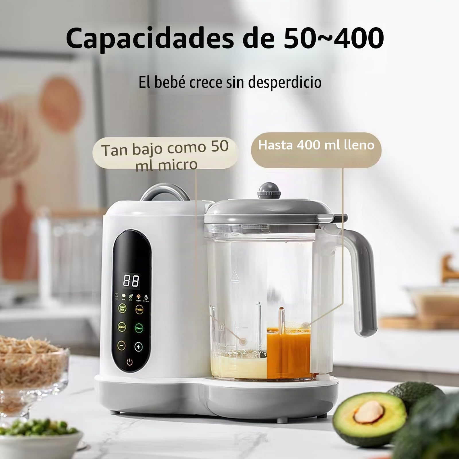 Robot de cocina para beber, cocina de vapor, batidora, gran capacidad 400 ml, pequeñas macetas para bebé hechos en casa, licuadora de bebida, limpieza automática, pantalla táctil, para mezclar y