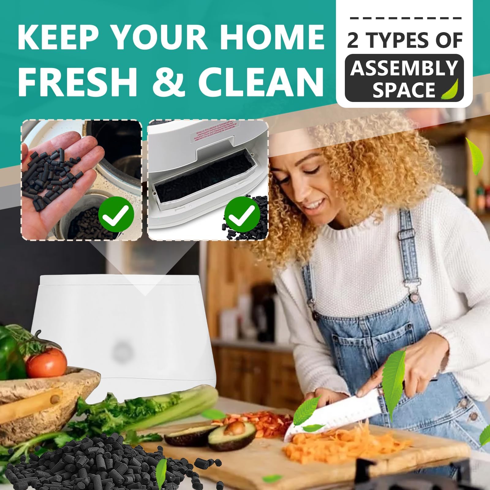 Geruchsabsorbierende Aktivkohle-Nachfüllpackungen für Lomi Smart Waste Küchenkomposter, 4 Stück