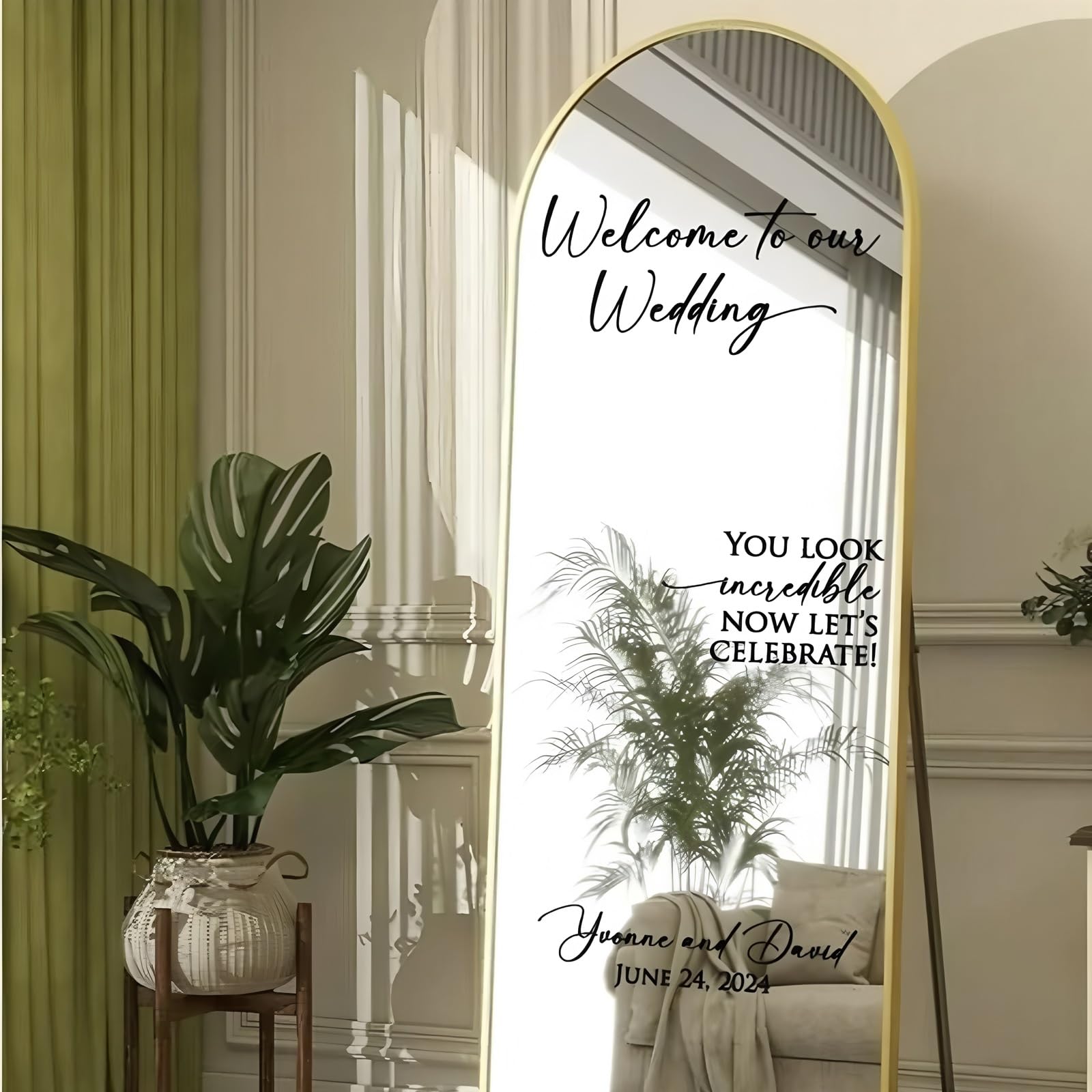Personalised Vinyl Wedding Mirror Stickers, Welcome to Our Wedding Reception Decoration, Custom Sticker