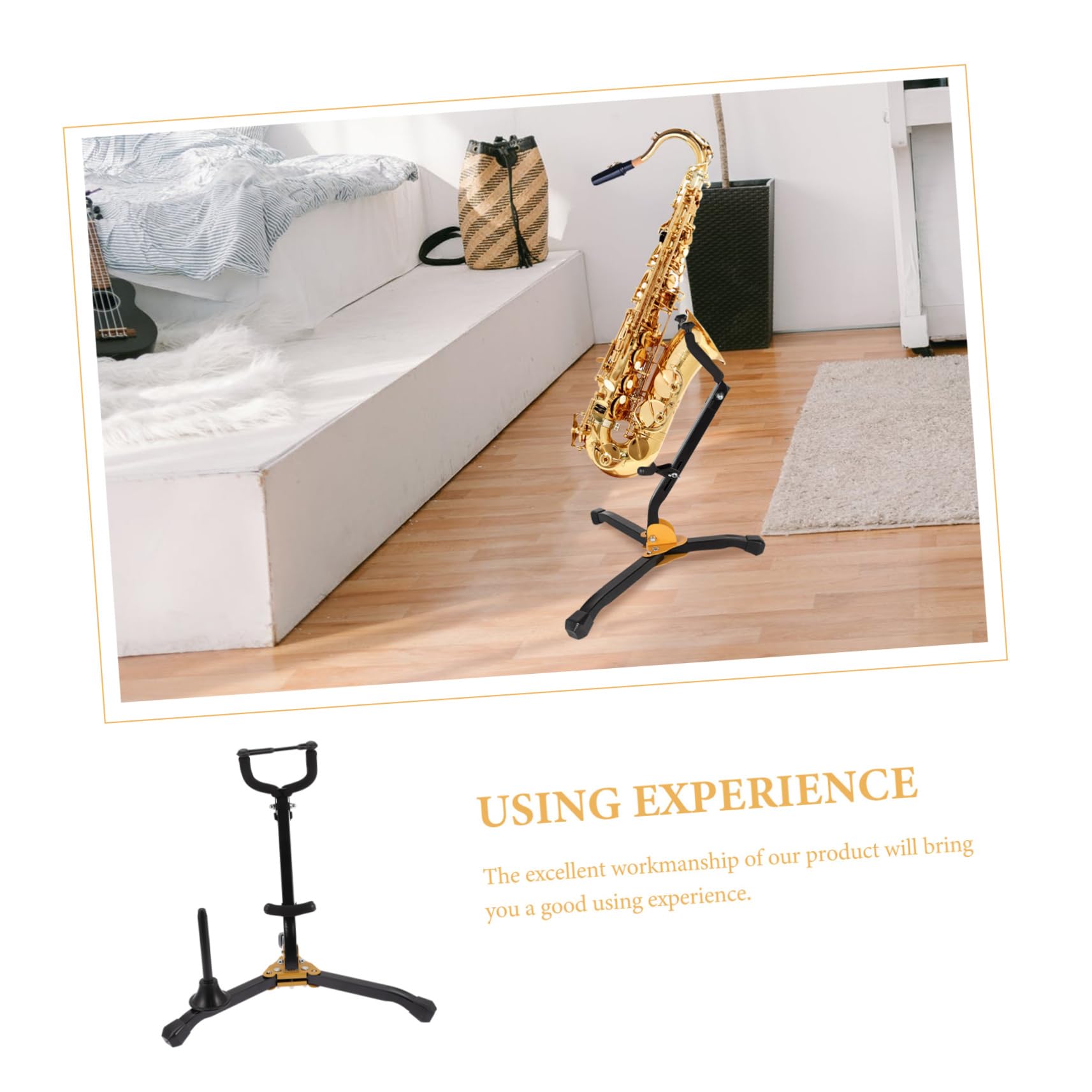 ifundom Supporto per Sassofono Tenore Supporto Pieghevole in Ferro Accessorio per Sassofono Espositore Stabile per Case e Negozi di Strumenti Musicali
