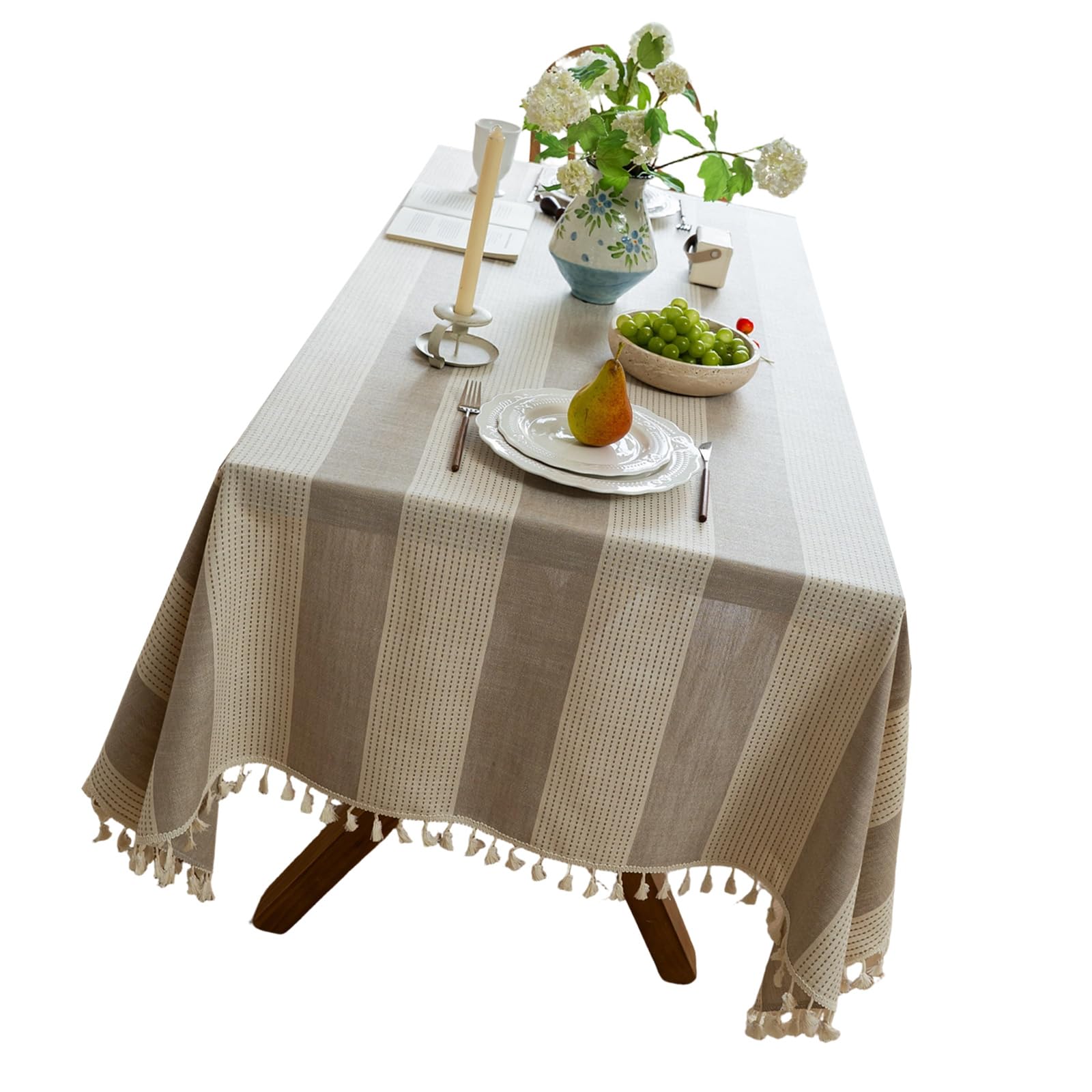 Nappe décorée haut de gamme avec bordure en coton doux lavable