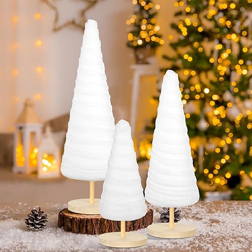 Miniatura 1 de Juego de 3 árboles de terciopelo con pedestal de Navidad, decoración moderna para árbol de invierno, 3 tamaños, decoraciones de terciopelo de