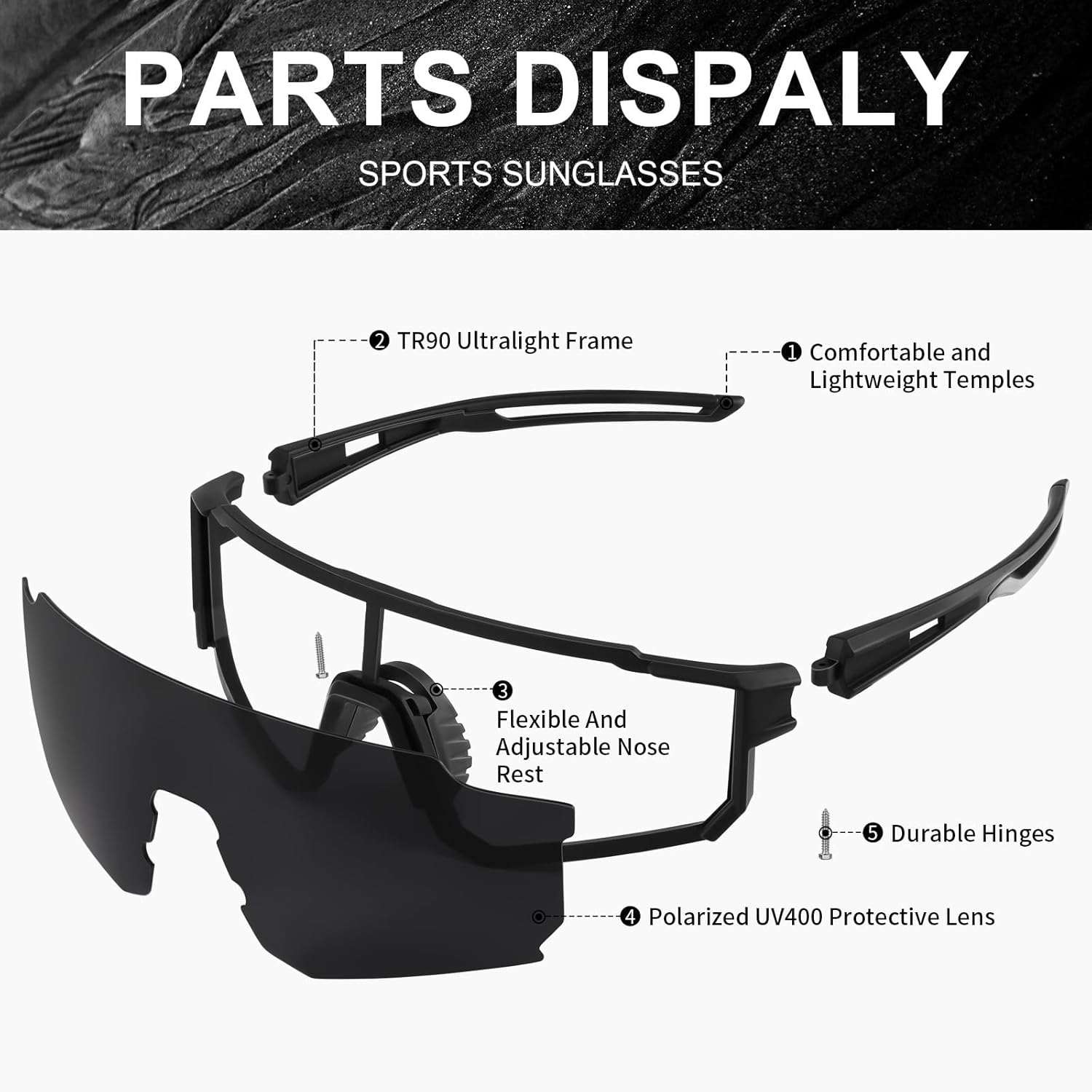 Polarized Sports Sunglasses for Men and Women,Fishing Cycling Mountain Bike Baseball Sunglasses with UV Protection - Image 4