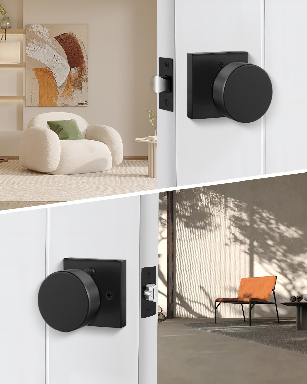 Goldenwarm Matte Black Door Knobs - 6 Pack -3 Goldenwarm Matte Black Door Knobs - 6 Pack -3