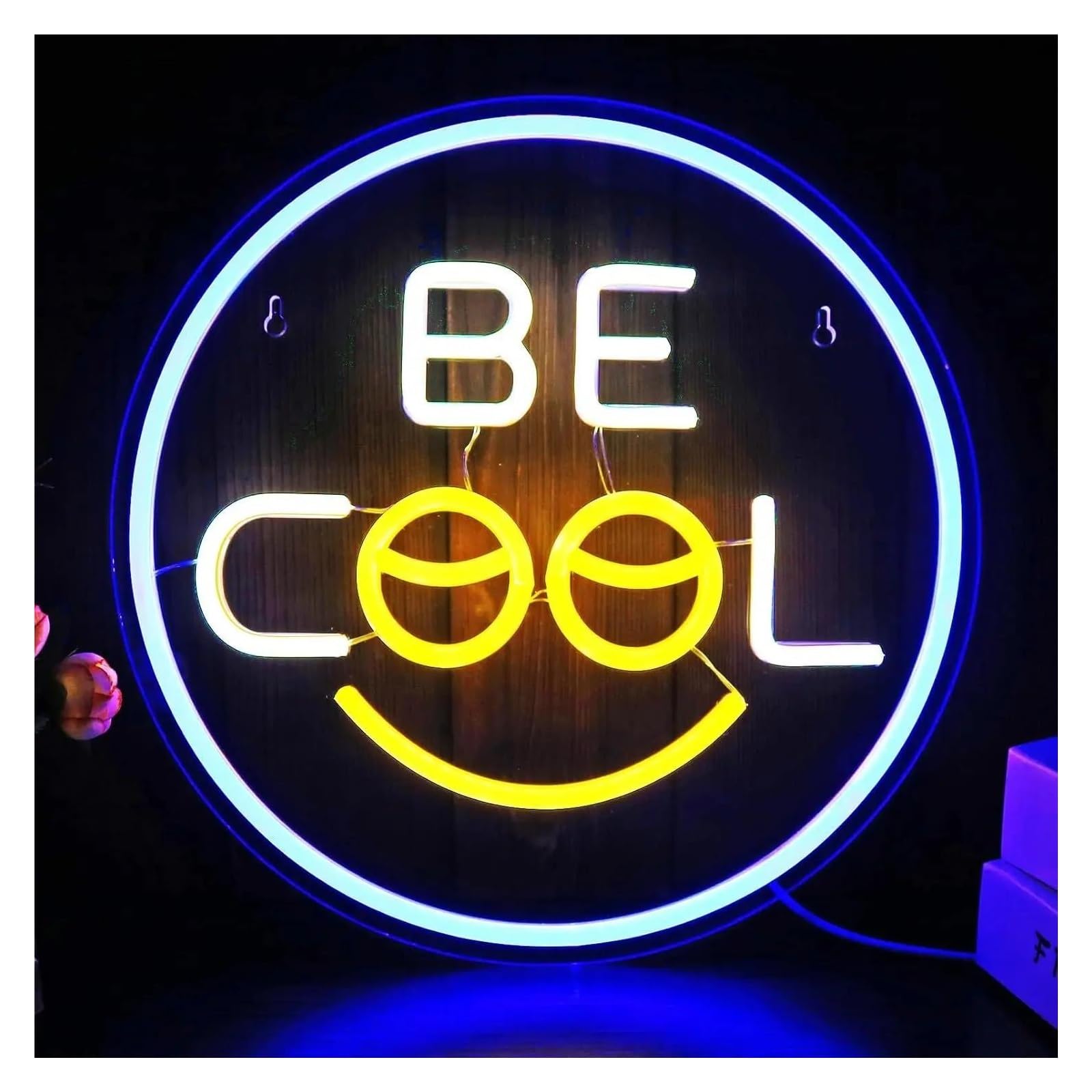 LEMST Sign Lamp Be Cool Neon Light - Adjustable Brightness, for Game Rooms, Lounges, Modern Decor 32x32cm