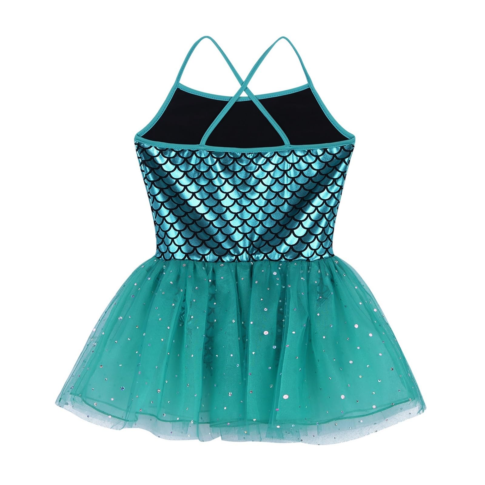 Robe Tutu Ballet Fille Robe Tutu de Ballet sirène à paillettes for enfants filles, justaucorps de gymnastique, Costumes de spectacle de danse, vêtements de danse, robe de ballerine(Lake Blue,5)