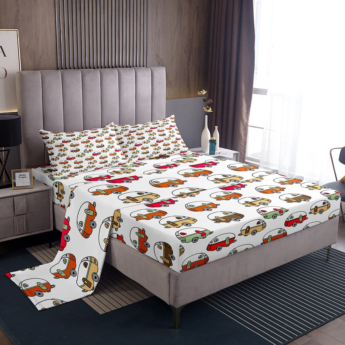 Set di biancheria da letto per letto matrimoniale per bambini e adulti, 1 lenzuolo con angoli (senza lenzuolo piatto