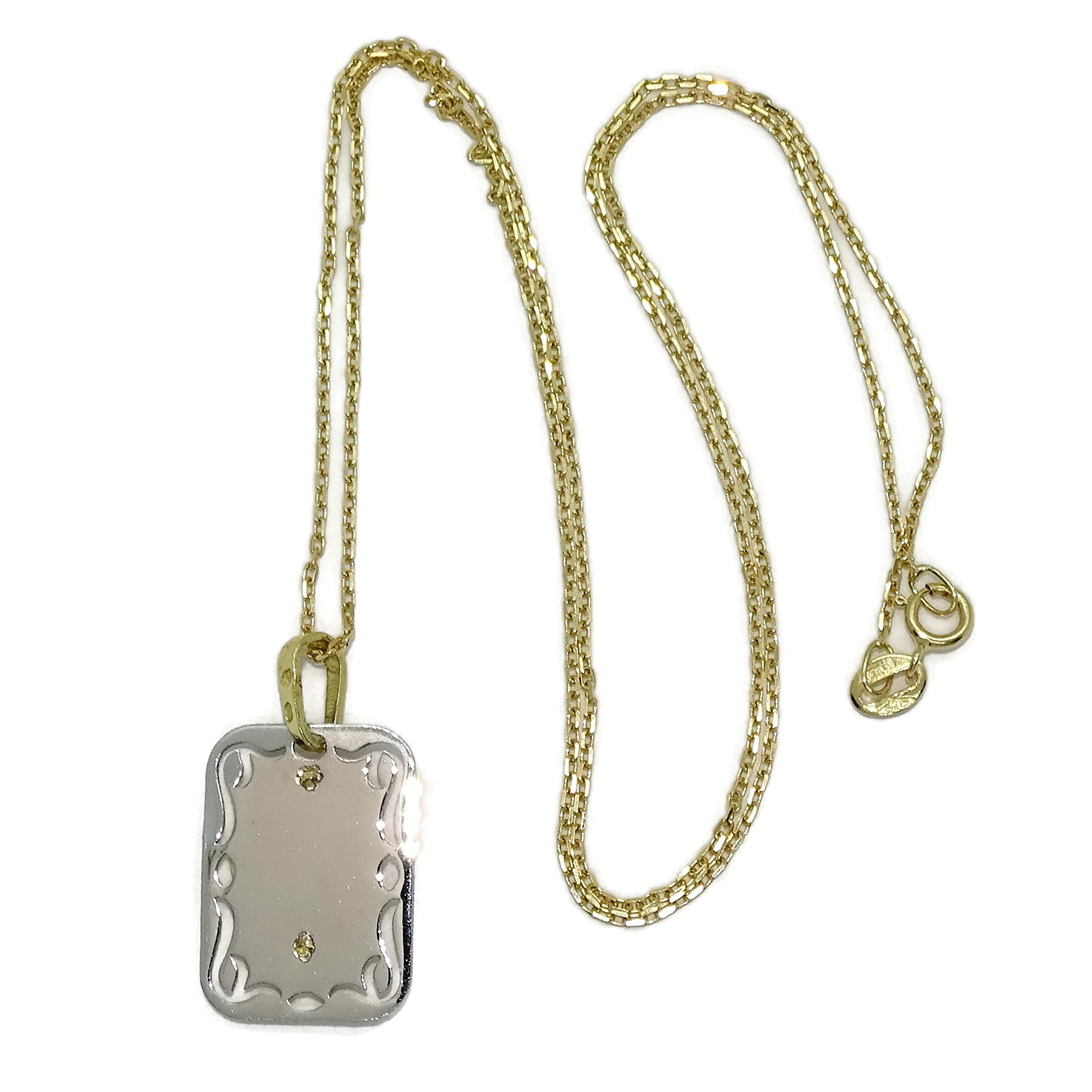 Naszyjnik i Medalion Maryja Panna Złoto 18K Kobieta | Wisiorek katolicki i włoski łańcuszek z ogniwami 45 cm | 3,15g Dwukolorowe złoto | Biżuteria | Religijny Prezent Chrzest Komunia Dziewczyna |