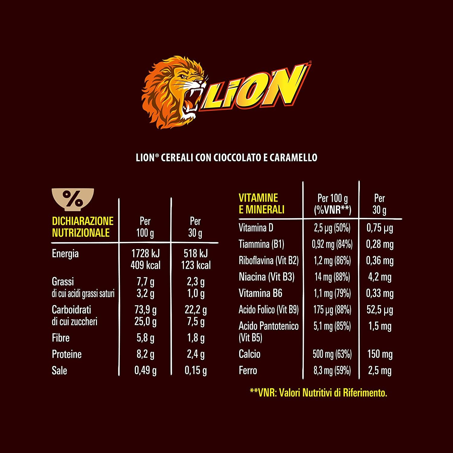 3X Nestle Lion Cereali con frumento Integrali Ricoperti di Cioccolato e Caramello 400 gr [3 Confezioni]