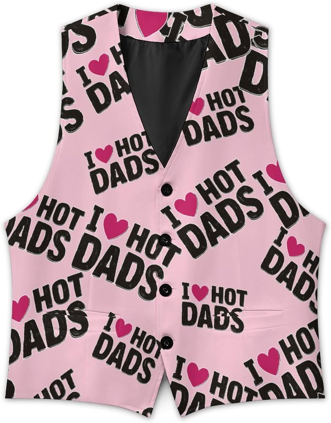 I Love Hot Dads Men's Formal Suit Vest Slim Waistcoat for Business Tuxedo Dress