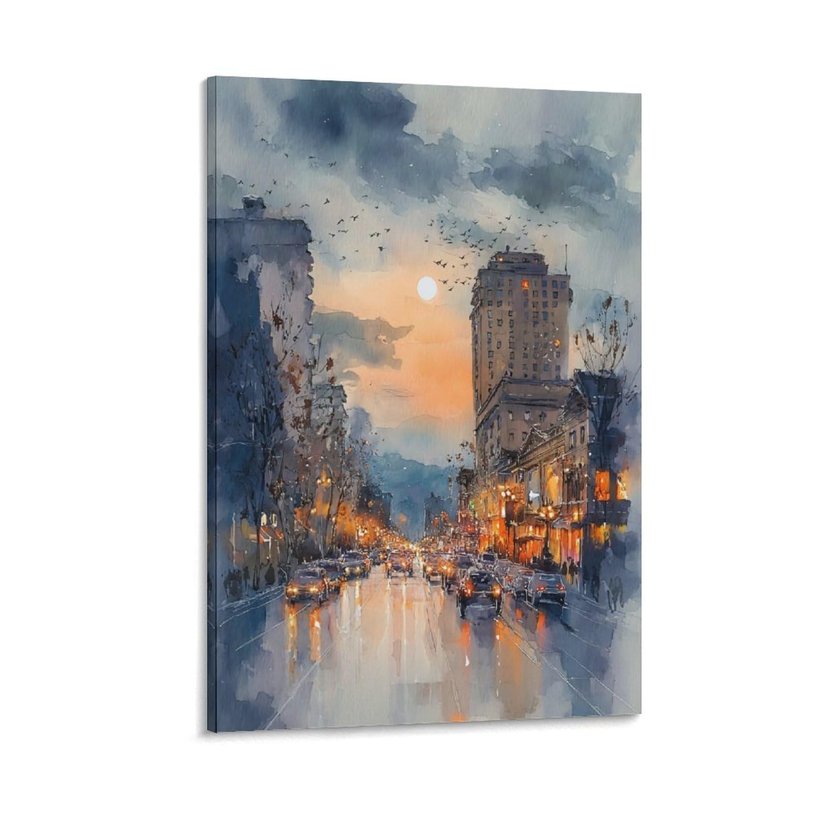 XWYMXZ Portland City of Roses Street 24x36inch(60x90cm) Vintage Travel Poster Watercolor Canvas Art
