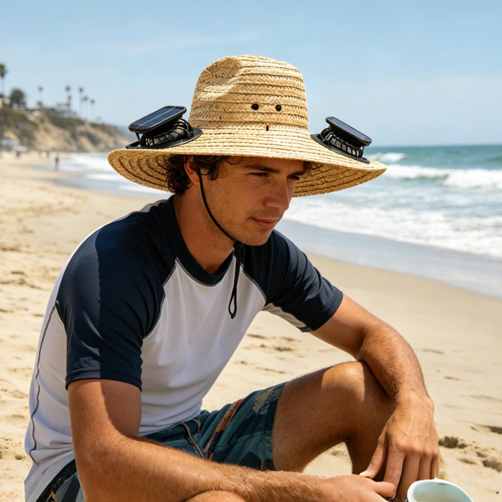 Cappello Con Ventilatore Solare Ampia Tesa Ricaricabile USB | Copricapo Con Ventilatore Per Esterni Pesca Campeggio Escursionismo Lavoro Viaggi Spiaggia Sport Golf