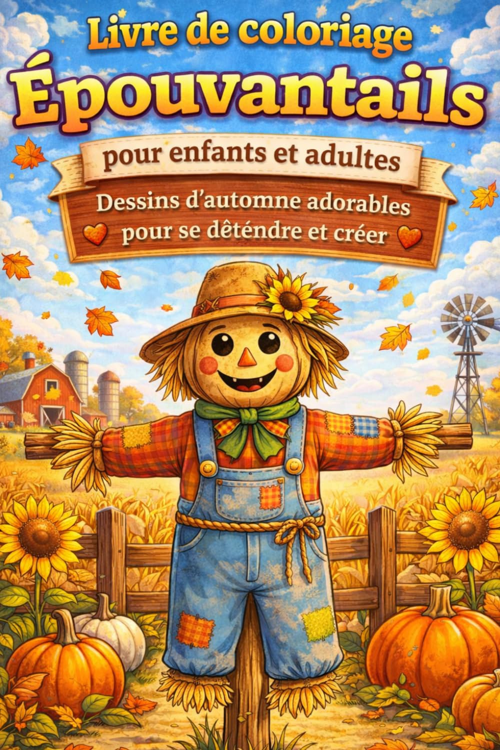 Livre de coloriage Épouvantails pour enfants et adultes – Dessins d’automne adorables pour se détendre et créer: 82 illustrations d’épouvantails sur ... avec dessins simples et grands formats