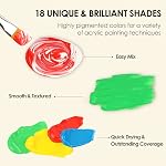 GOTIDEAL Acrylic Paint Set with 10 Brushes, 18 Colors Outdoor/Indoor (59ml, 2 oz) Art Craft Paint Non Toxic, Perfect for Hobby, Artist, Adults, Ideal for Canvas Wood Clay Ceramic Paint Supplies