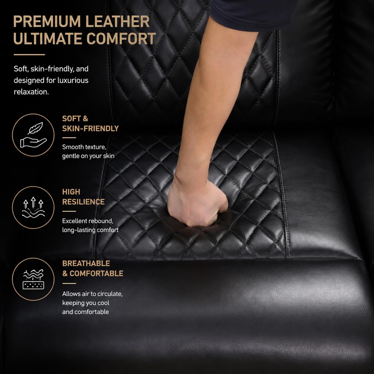 Power Reclining Sofa Set with LED Light,Living Room Furniture Sets,Leather Recliner Sectional Couch Set with USB Charging Port & Storage & Cup Holders for Apartment/Home Theater/Office view 6